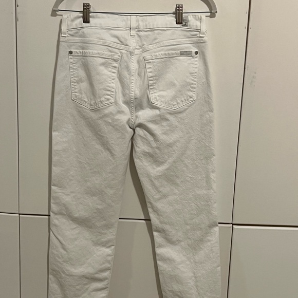 30. 7 For All Mankind white skinny denim pant with raw hem. Size 29 - Picture 3 of 13